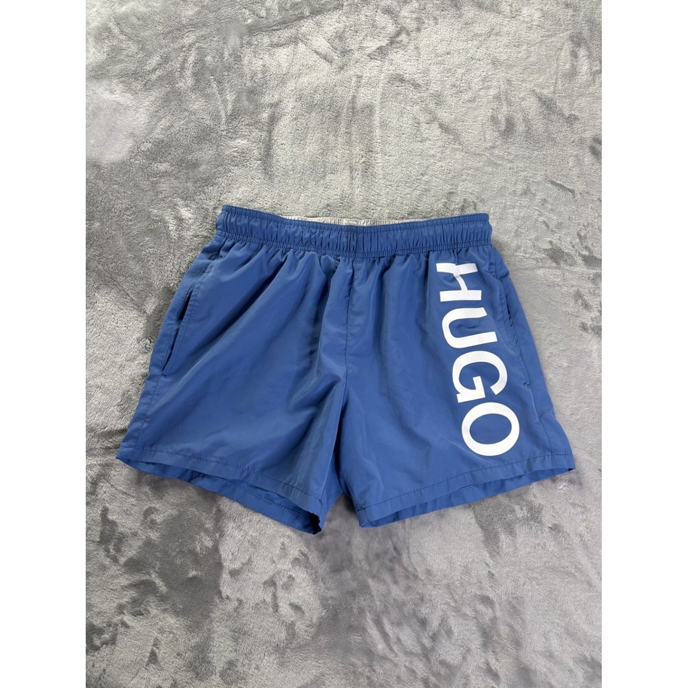 Hugo Mens Swim Trunks S Blue Elastic Waist Drawstring